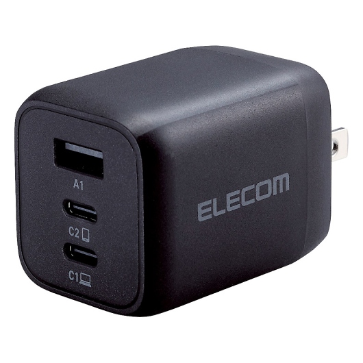 ELECOM AC&USB�[�d��65W �u���b�N EC-AC4465WH/WF/BK �摜1