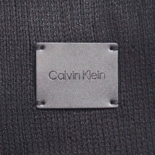 Calvin Klein JoNC }t[ THICK SIDE STRIPE RASCHEL SCARF / TAWNY PORT HEATHER/BLACK BEAUTY / CK200240-603 摜3