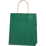 紙袋 カラーバッグ ペーパーバッグ 無地 （XS） 緑 21×12×25cm #3266302